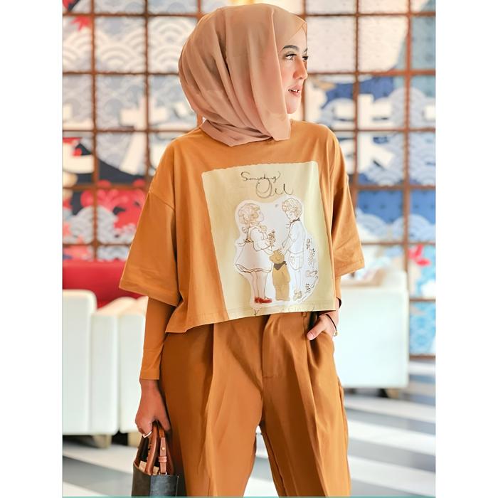VAMEL-KAOS OVERSIZE CROP TOP WANITA BAHAN COTTON COMBAD 30S PREMIUM Baju Basic
