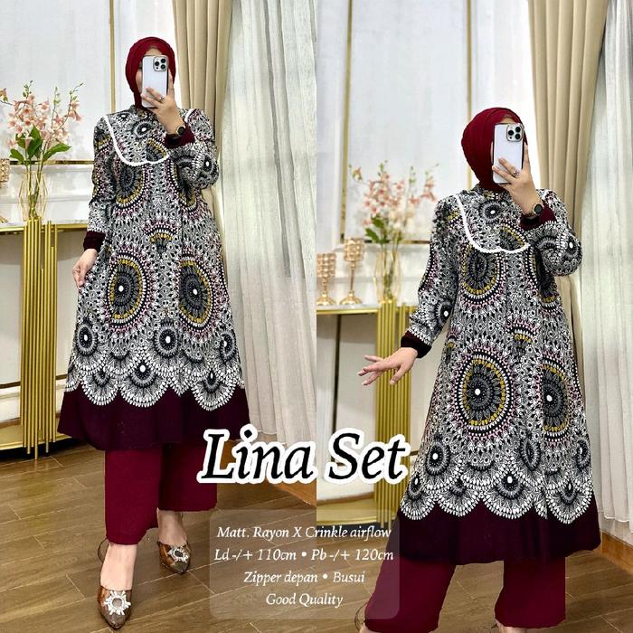 lina one set setelan tunik+celana
