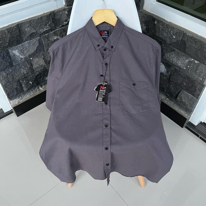 Kemeja Pria Lengan Pendek Premium Warna Abu Kain Katun Nyaman Linen Slimfit Kantor Casual Rayon Basi