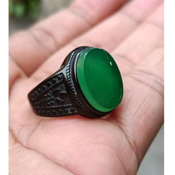 CINCIN BATU AKIK YAMAN AHDOR NATURAL ASLI YEMEN ORIGINAL.RING TITANIUM BLACK