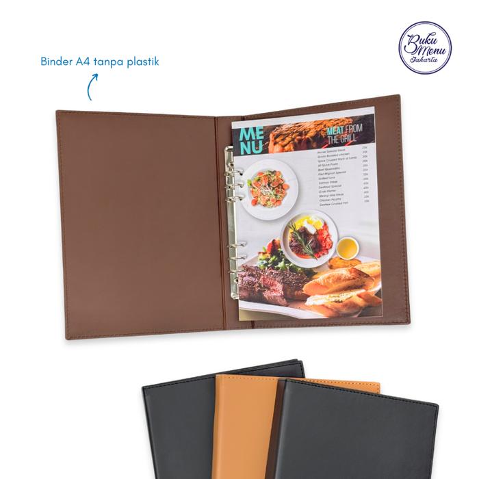 Buku Menu Jakarta - Buku Menu Kulit Ring Binder A4 & A5 Hitam, Coklat Muda, Coklat Tua - Cafe, Coffe