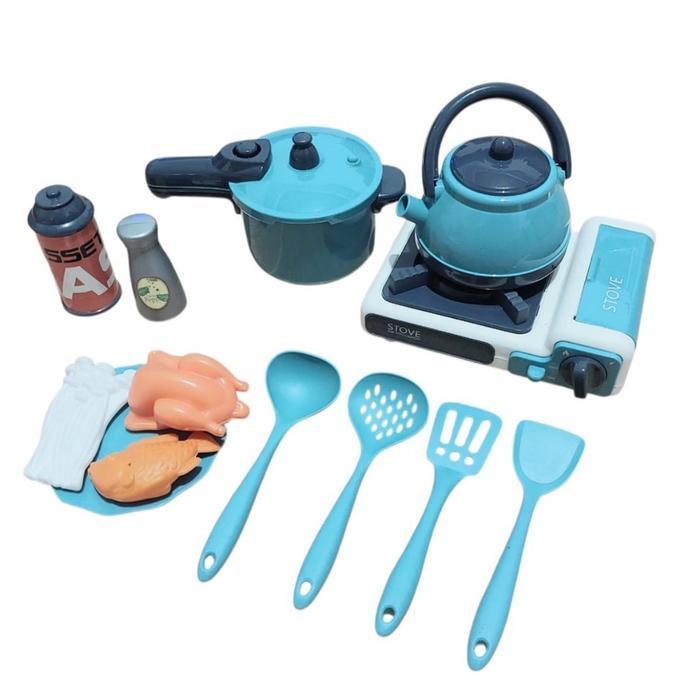 Mainan Dapur Anak Set Peralatan Masak Mini Kompor Panci Teko Wajan Spatula Kitchen Set Edukasi Anak 