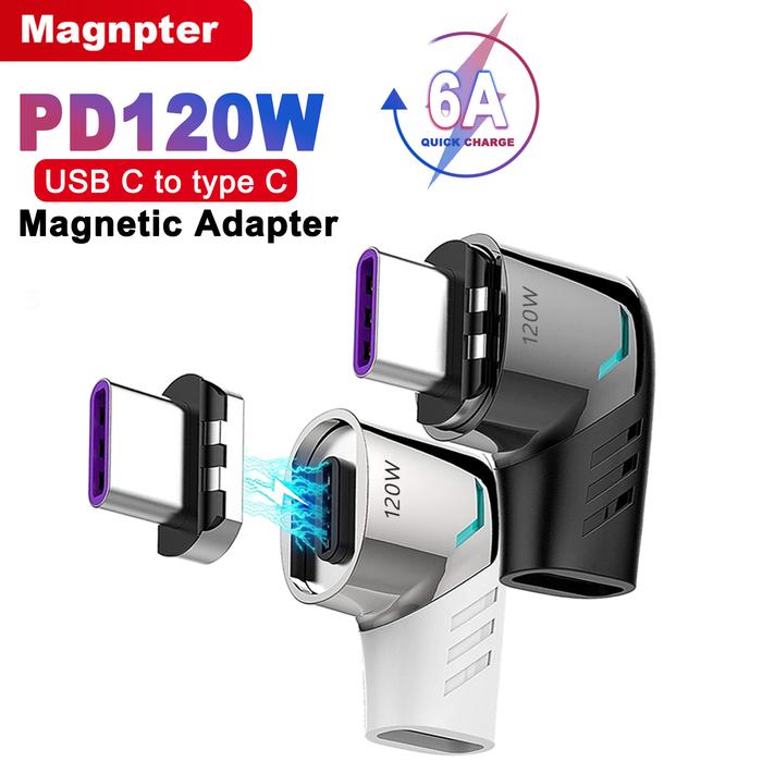 PD 120W Usb C To Type C Magnetic Adapter Fast Charging USB Type-C Magnetic Converter Magnetic Cable 