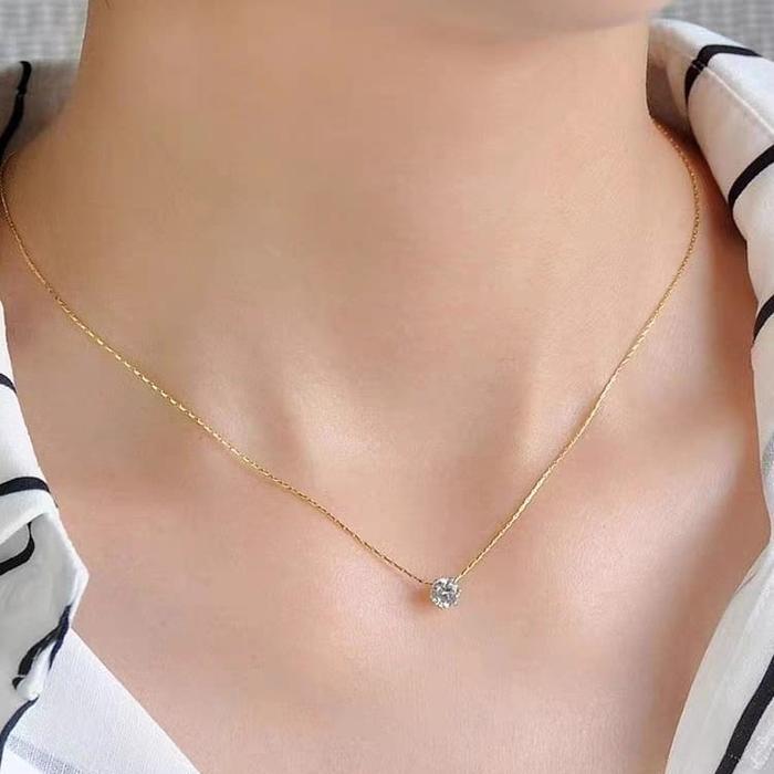 Kalung Wanita Titanium Nagita Permata Satu Aksesoris Perhiasan Kalung Simple Elegan Perhiasan Kulit 