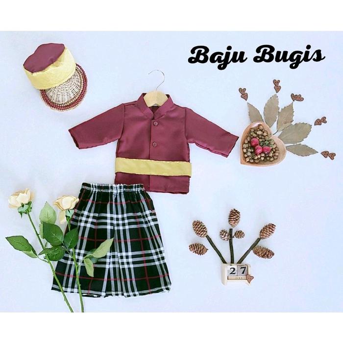 baju Bugis Newborn/bayi/anak/kostum adat anak/kostum photoshoot anak free topi