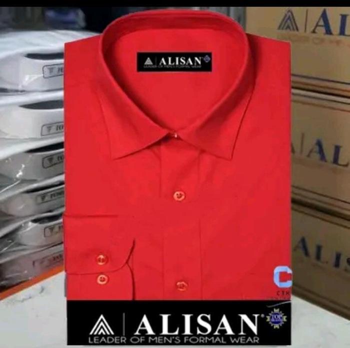 Kemeja ALISAN Polos Pria Lengan Panjang Premium - Kemeja Polos Slimfit Lengan Panjang Motif Nyaman -