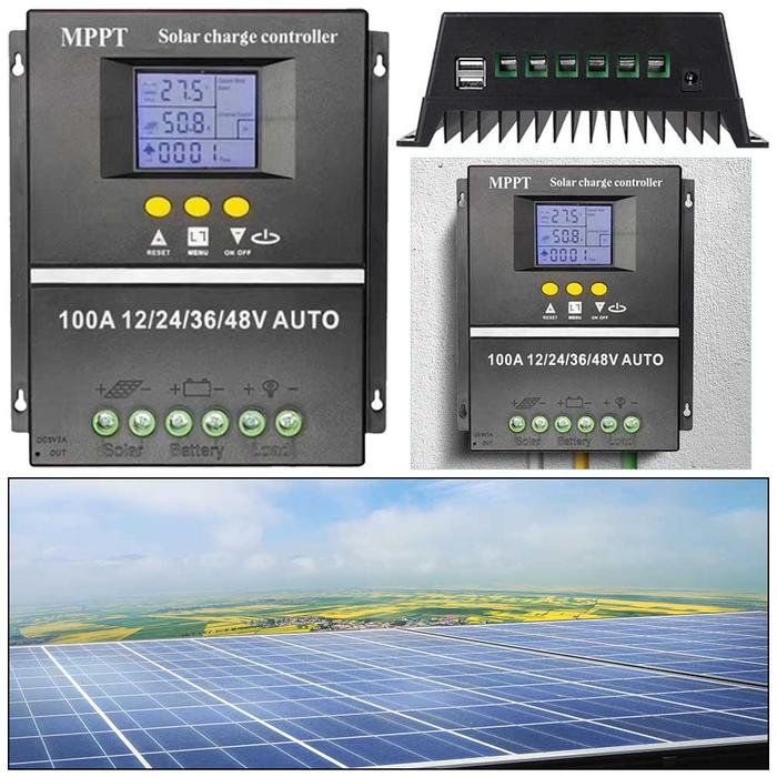 100A MPPT Solar Charge Controller Solar PV Battery Charger LCD Display Auto Solar Charge Controller 