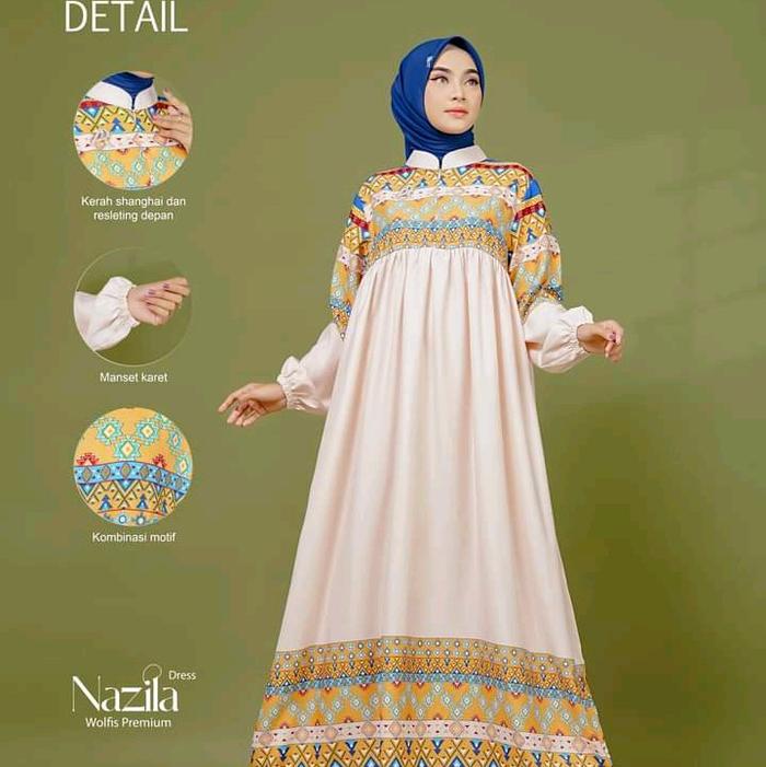 GAMIS/DRESS MOTIF KEKINIAN PREMIUM NAZILA DRESS ORI AR RAFI