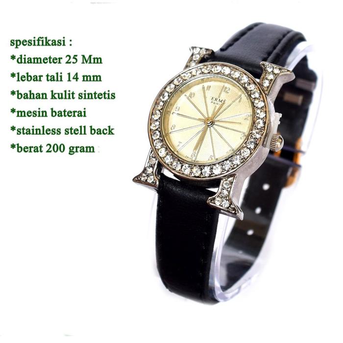 PROMO COD jam Wanita kekinian Kulit H Diamond Gold Kulit / Jam Kulit Cewek / Jam Murah Wanita