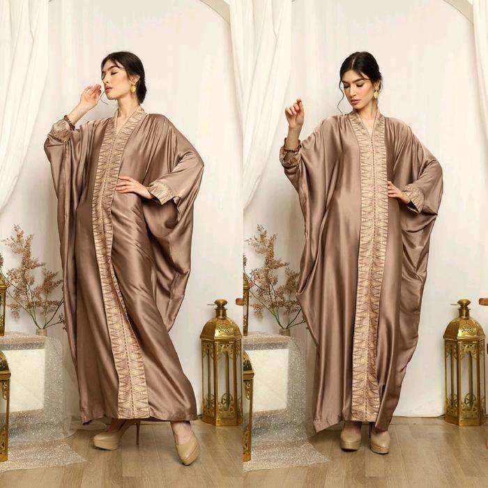 Kaftan Brown - Kaftan Premium - Kaftan Polos - Kaftan Etnik - Kaftan Jumbo - Abaya Coklat - Dress Co