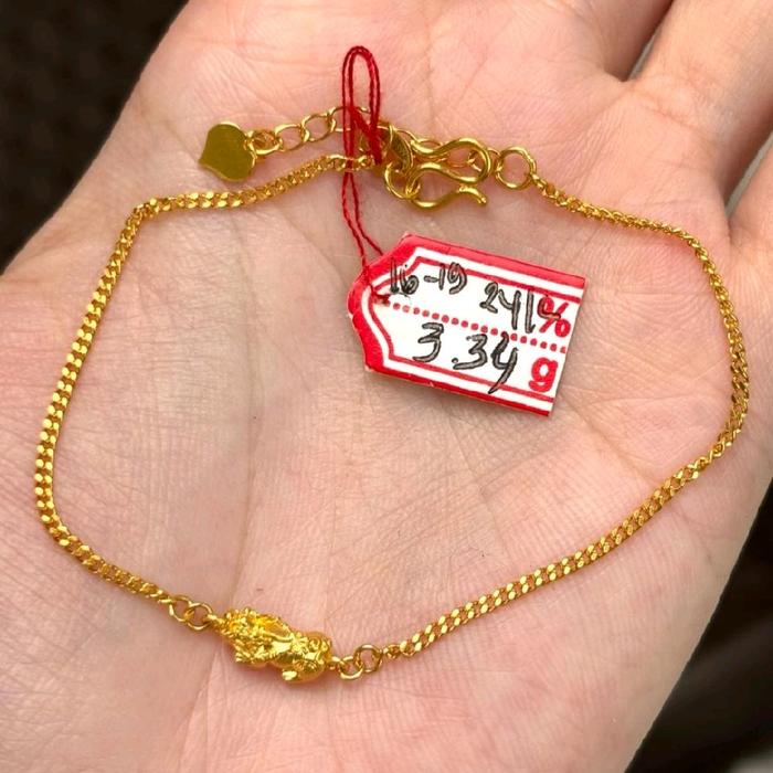 Gelang rantai emas 24k naga pixiu