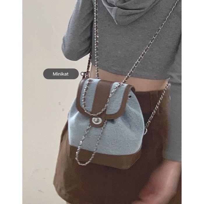 Tas Ember Bahu Denim Wanita korea import fashion Rantai slingbag lucu tas selempang kekinian backpac