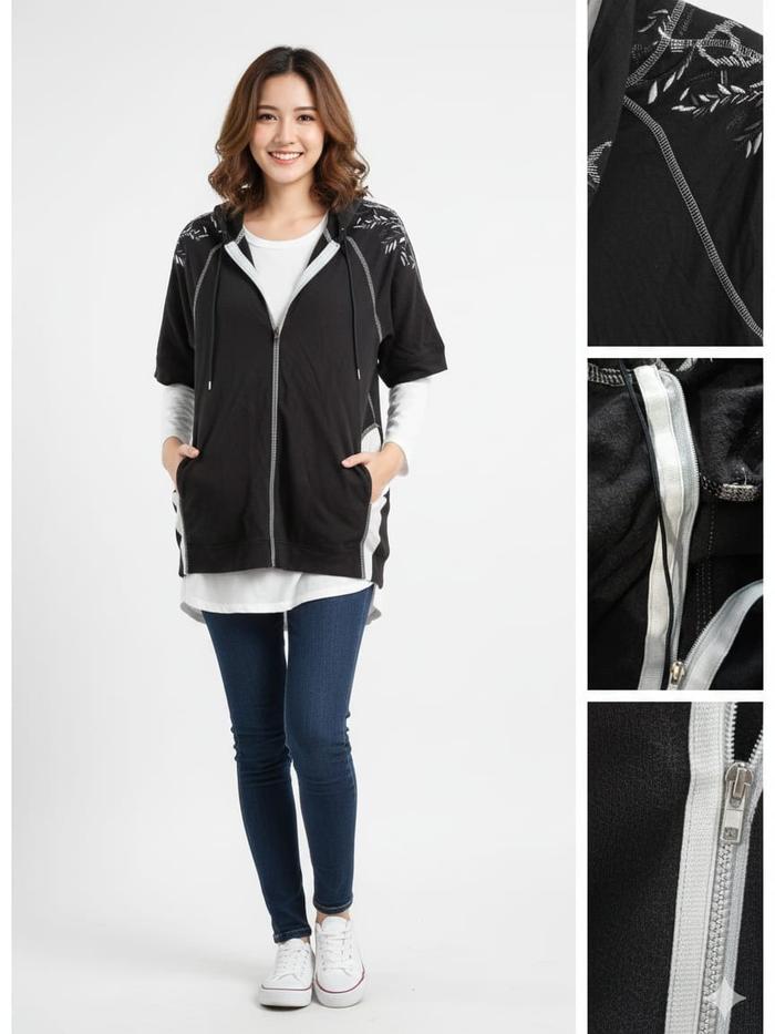 jaket hoodie freddy short sleeve sweater wanita