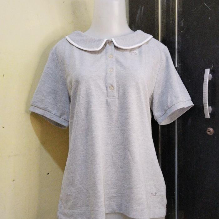 Pl! Kaos kerah polo cewek abu abu