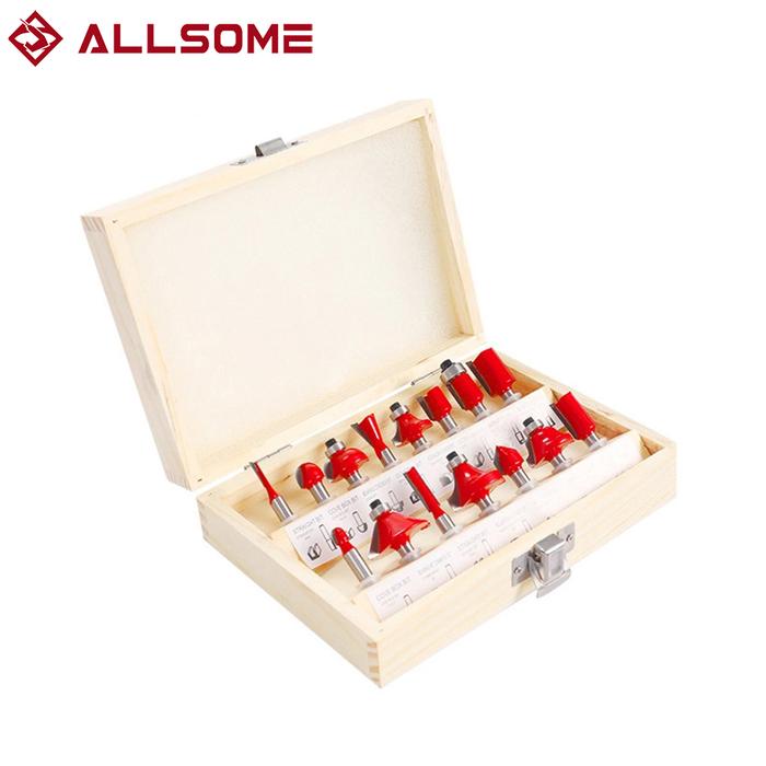ALLSOME 15Pcs 6.35mm Shank Milling Cutter Machine Set Router Bits For