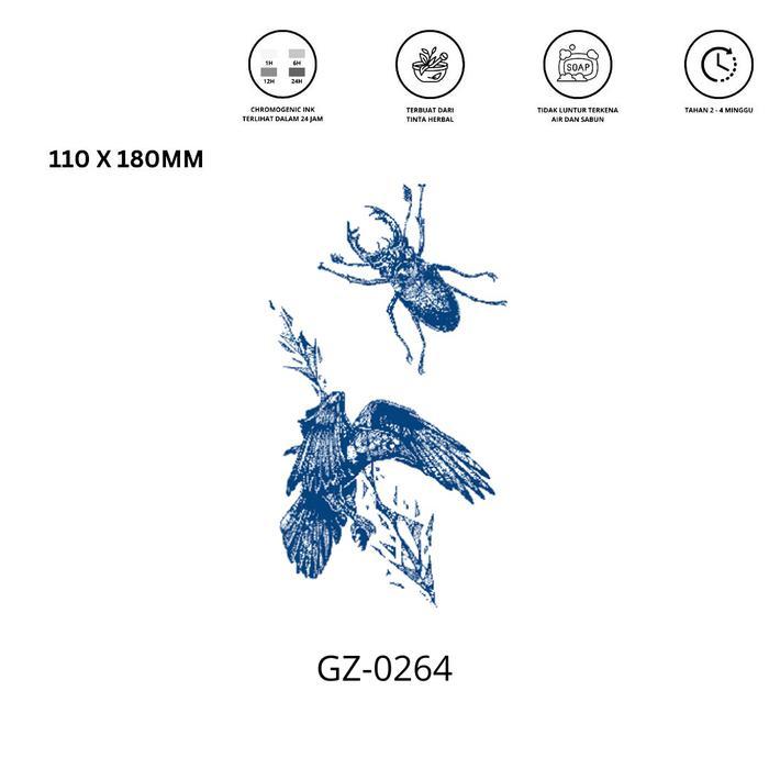 Etalase 36 Tato temporer premium semi permanen tattoo fruit ink tattoo burung hantu temporary - GZ-2