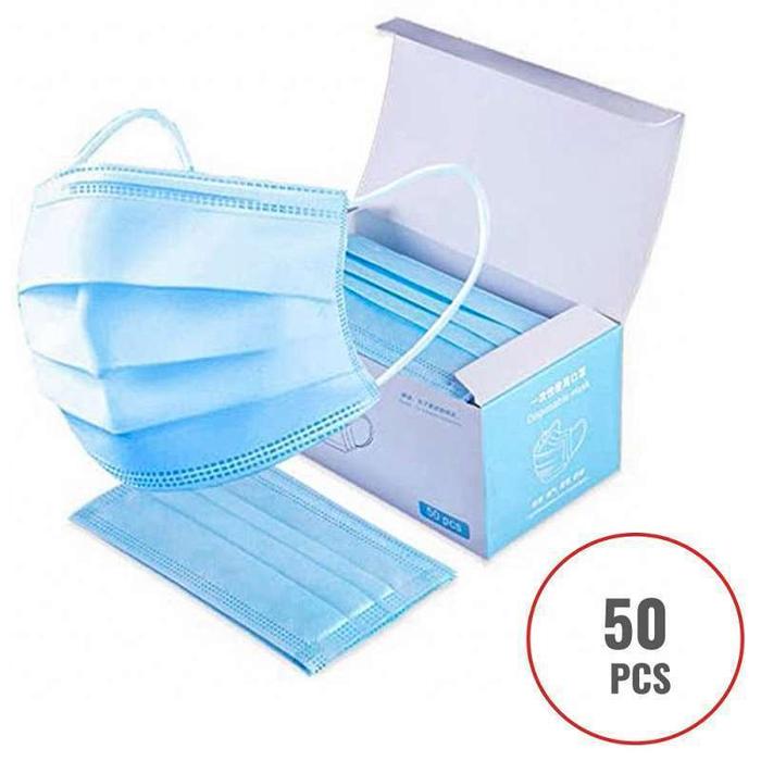 ALT - Masker 3 Ply M3dis Disposable isi 50 Pcs Tiga Lapis Kes3hatan EARLOOP FACE MASK 1 BOX 50PCS