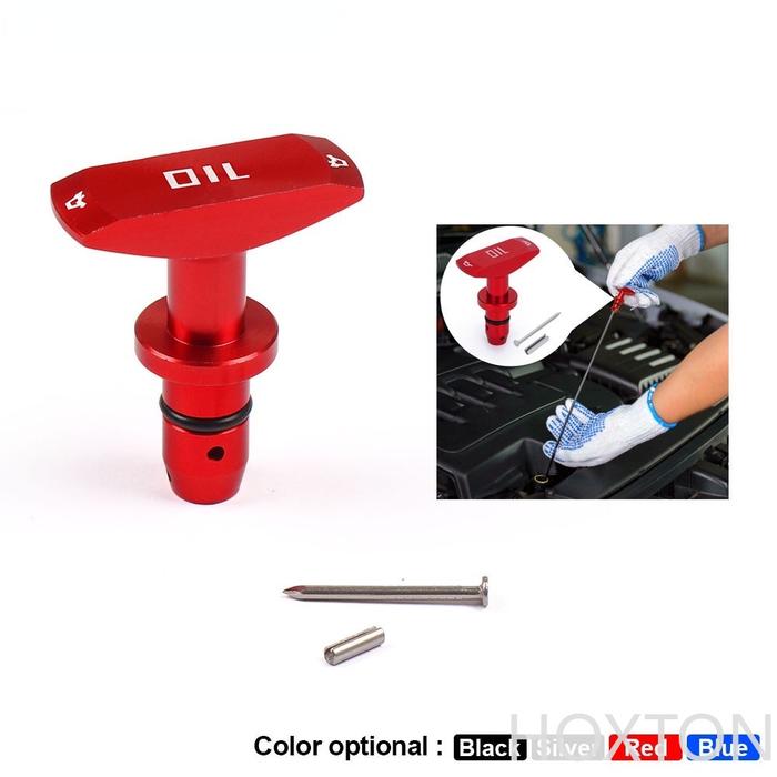 Dipstick Oli Mesin Mobil Universal Bahan Aluminum Warna Hitam Biru
