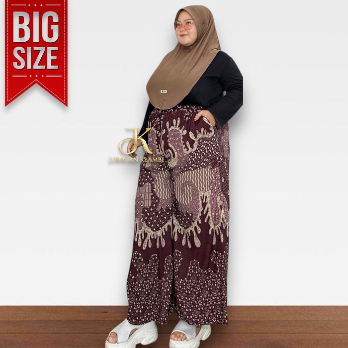 Celana Kulot Batik Bahan Rayon Premium Jumbo Free Bros By Juragan Klambi Muslim, Wanita, Panjang, Ba