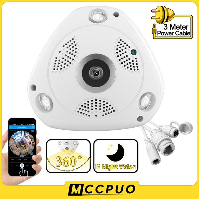 5MP V380 Fisheye VR Surveillance WiFi Camera 360 VR Panorama Wireless