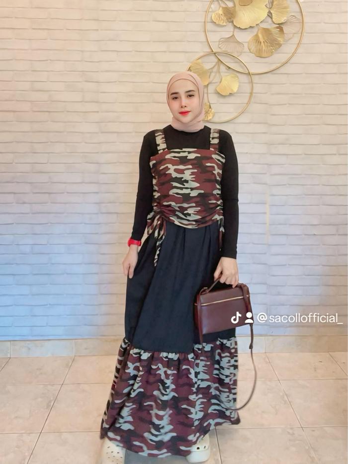 Sacoll Army  Dress tanpa inner baju wanita gamis  modern
