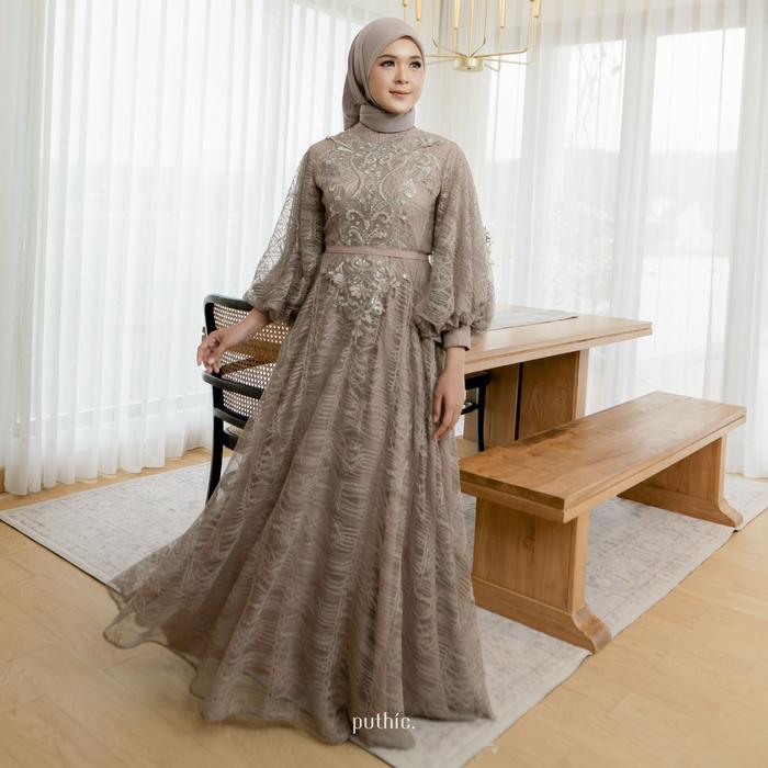 PUTHIC-NEW DENISE DRESS-PRE ORDER-Gaun-Gamis-Pakaian Muslim-Lace Exclusive