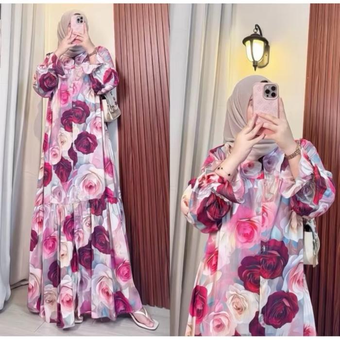 Gamis inayah terbaru rayon motif terbaru