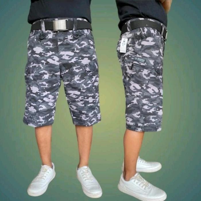 Celana Cargo Tactical Loreng Model Blackhawk Bawah Lutut Modern Premium Cargo Pendek Katun Tebal - B
