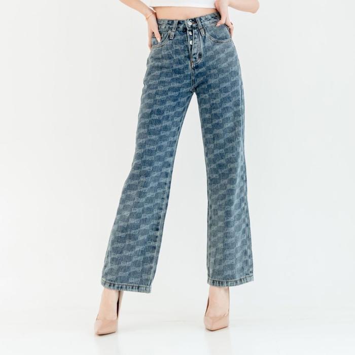 BB Logo Highwaist Kulot Pants Jeans - Celana Logo Highwaist Jeans