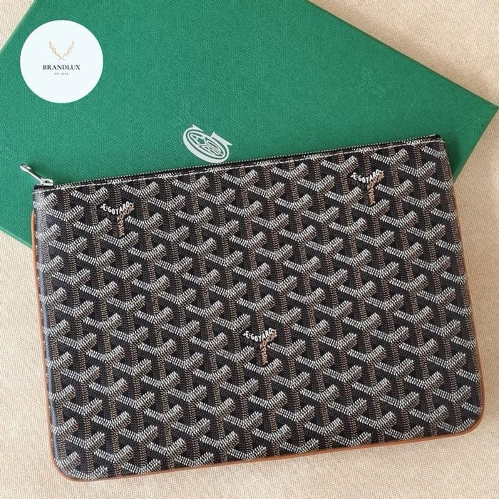 GOYARD POCHETTE SENAT MM BLACK-TAN