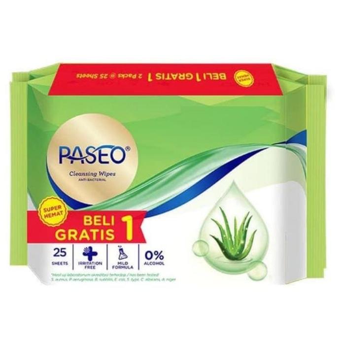 Paseo Antibacterial Wipes Tissue Basah 25 Sheets - 1 PACK