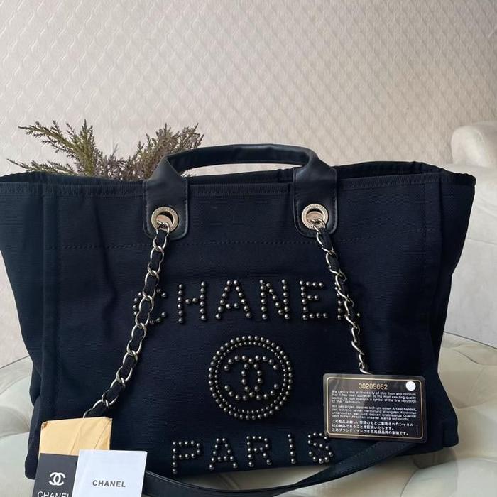Chanel Deauville Cloth Tote Bag Canvas Ruecambon