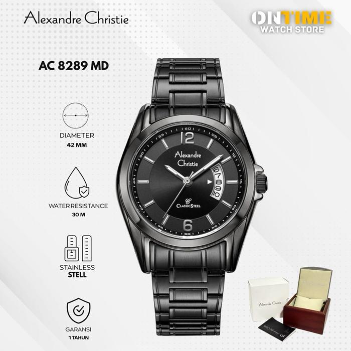 Alexandre Christie AC 8289 MD Jam Tangan Pria Stainless Steel Diameter 42mm Tahan Air 30M Garansi 1