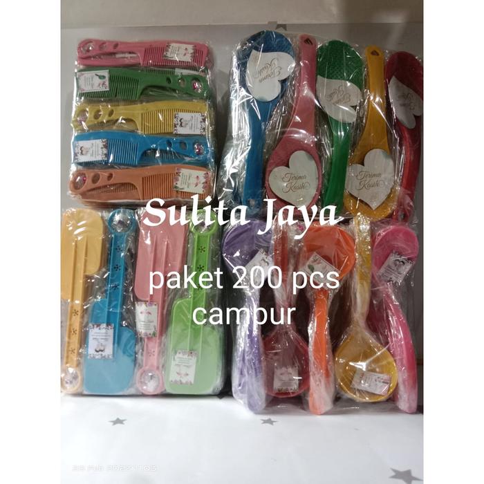 isi 200 pcs paket hemat souvenir pernikahan isi 200 pcs isi 4 macam souvenir ( 50 pcs souvenir sisir