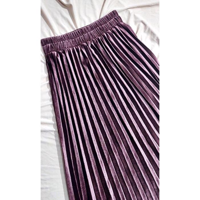 Rok Velvet Ungu Import tebal