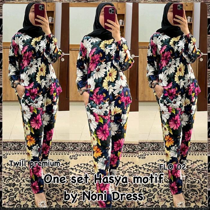 setelan katun HASYA motif  NONI dress