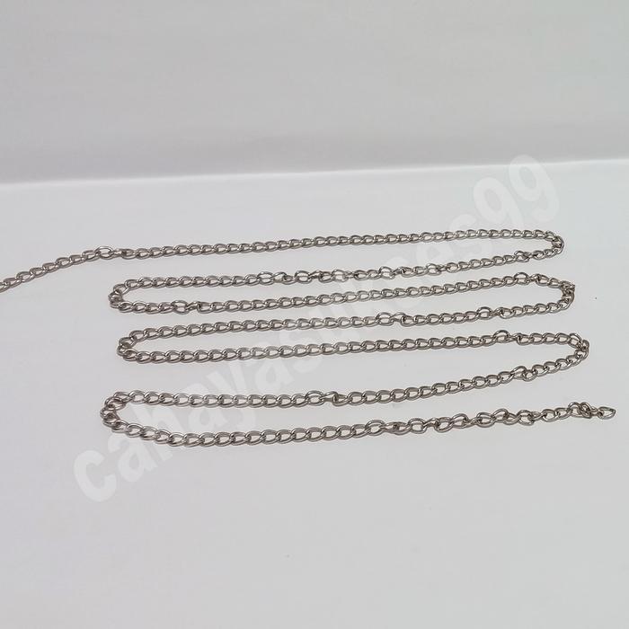 Rantai Besi Silver Tebal 1,8mm Aksesoris Souvenir Bahan Besi Nikel Rantai Gantungan Tas Accessories 