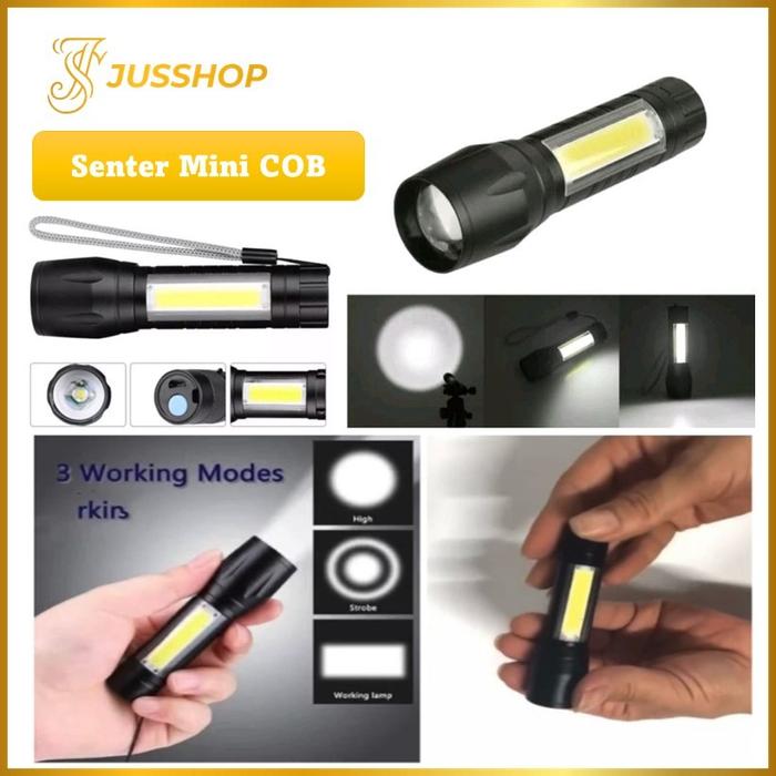 Senter Mini COB LED Light Super Terang Lampu Senter Mini Rechargeable