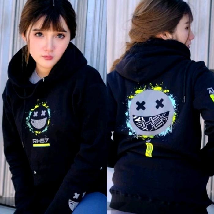 Hoodie sweater fulover Rh57 smile stabilo edisi terbaru Unisex