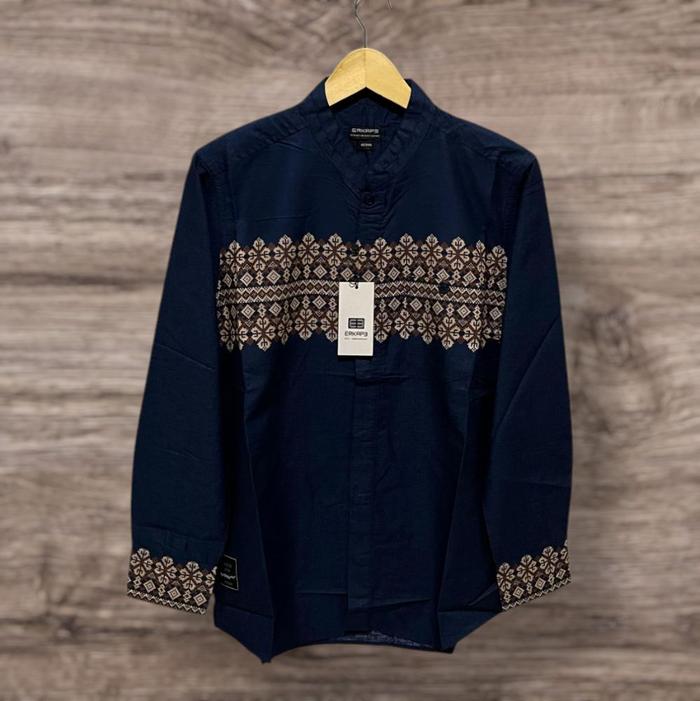 Kemko Erkape Kemeja Koko lengan panjang Pria Premium Motif