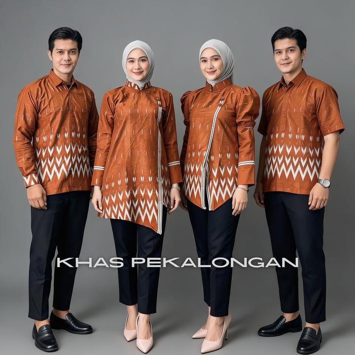 Atasan Baju Batik Couple Tunik Batik Kemeja Batik Motif Terbaru Bahan Katun untuk Pasangan Stylish M