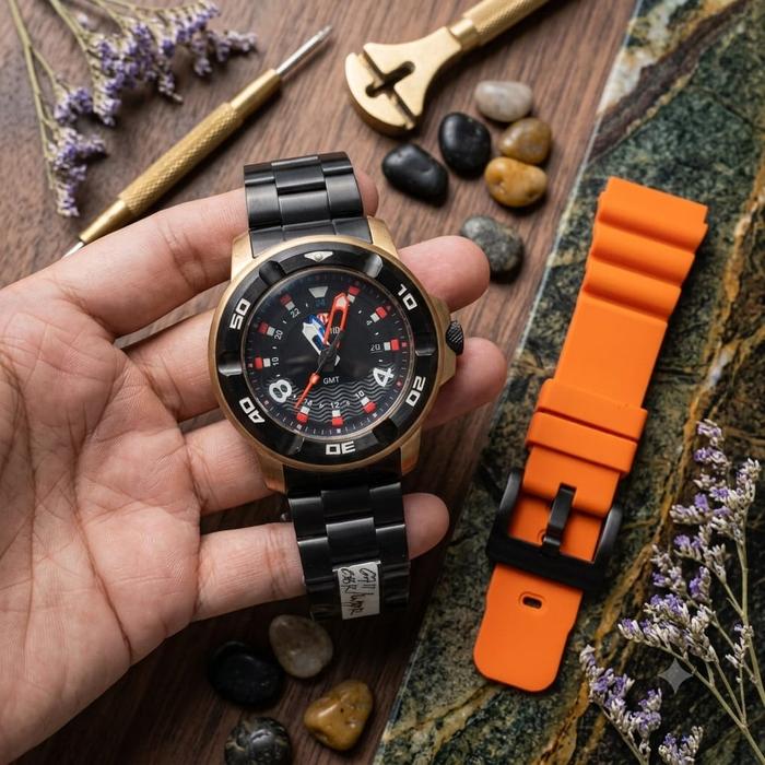Expedition 6711 rosegold black rantai  sea walker GMT exp 6711