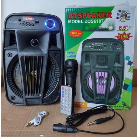 【COD】 Speaker Bluetooth Portabel ZQS-6107 Gratis Mic Karaoke Suara Bagus