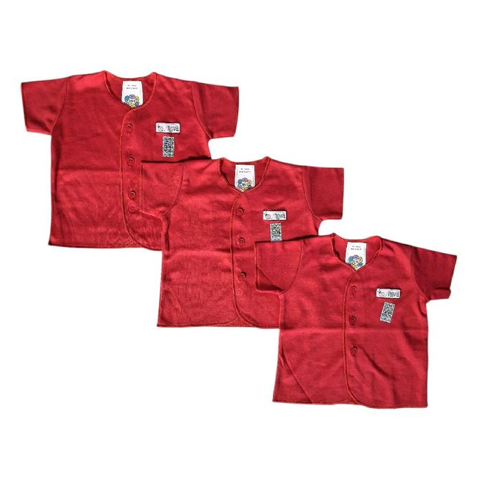 NOVA BAJU BAYI MERAH LENGAN PENDEK ( 0 - 3 BULAN )