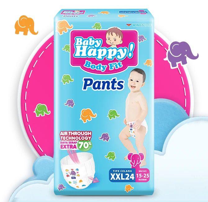 BABY HAPPY PANTS BODY FIT 1 BALL CELANA POPOK S40 / M32 / L28/ XL26 / XXL24 pampers nb Paket pom pok