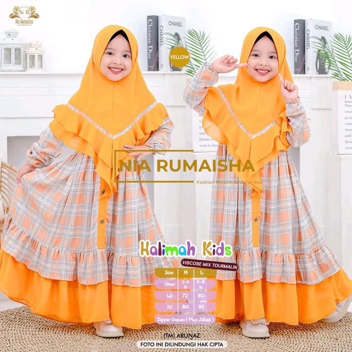 halimah kids nia rumaisha kotak kotak terbaru terlaris Gamis Baju  Muslim Anak Katun