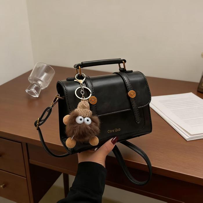 Tas Selempang Cewek Mini Cambridge Kulit PU Gaya Korea Vintage Tas Bahu Persegi Kecil Ada Gratis Gan