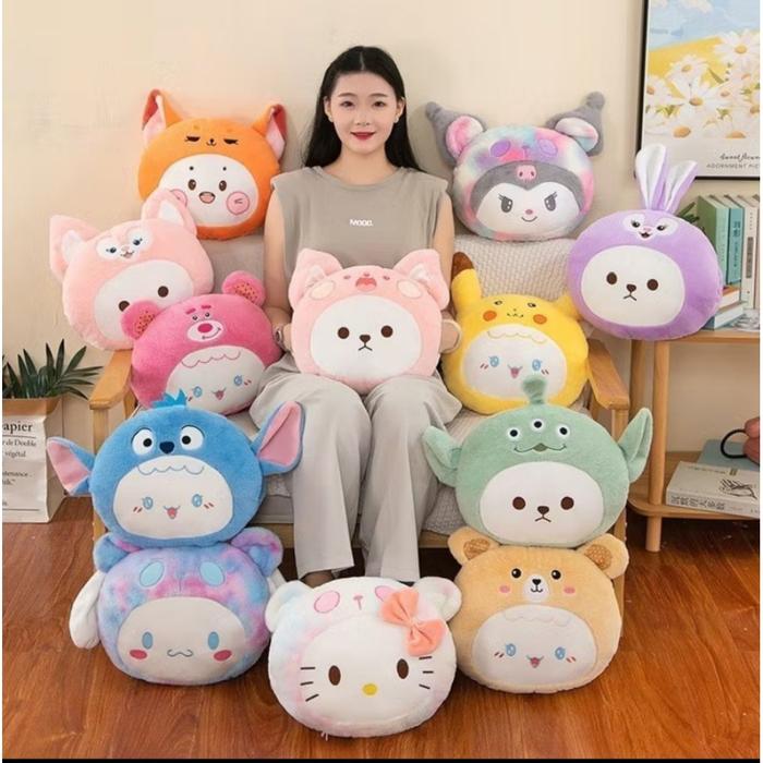Boneka Bantal Sanrio Kuromi Melodi Bantal Penghangat Tangan Seri Sanrio Kawaii Melody Kuromi Cinamor