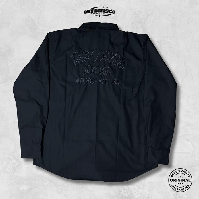 Von Dutch Kemeja Pria Lengan Panjang Original 100% Workshirt Vondutch Hitam VW-09