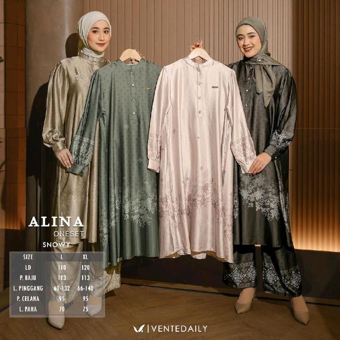 Alina One Set Long Tunik Jumbo Kekinian Setelan Wanita Terbaru Kondangan Hajatan Daily Original Prod